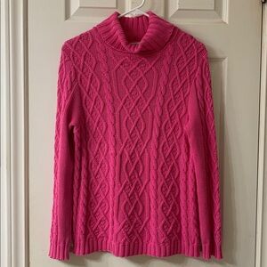 🌷3 for$25🌷Cotton Country, US M Hot Pink Cable Knit Turtleneck Sweater
